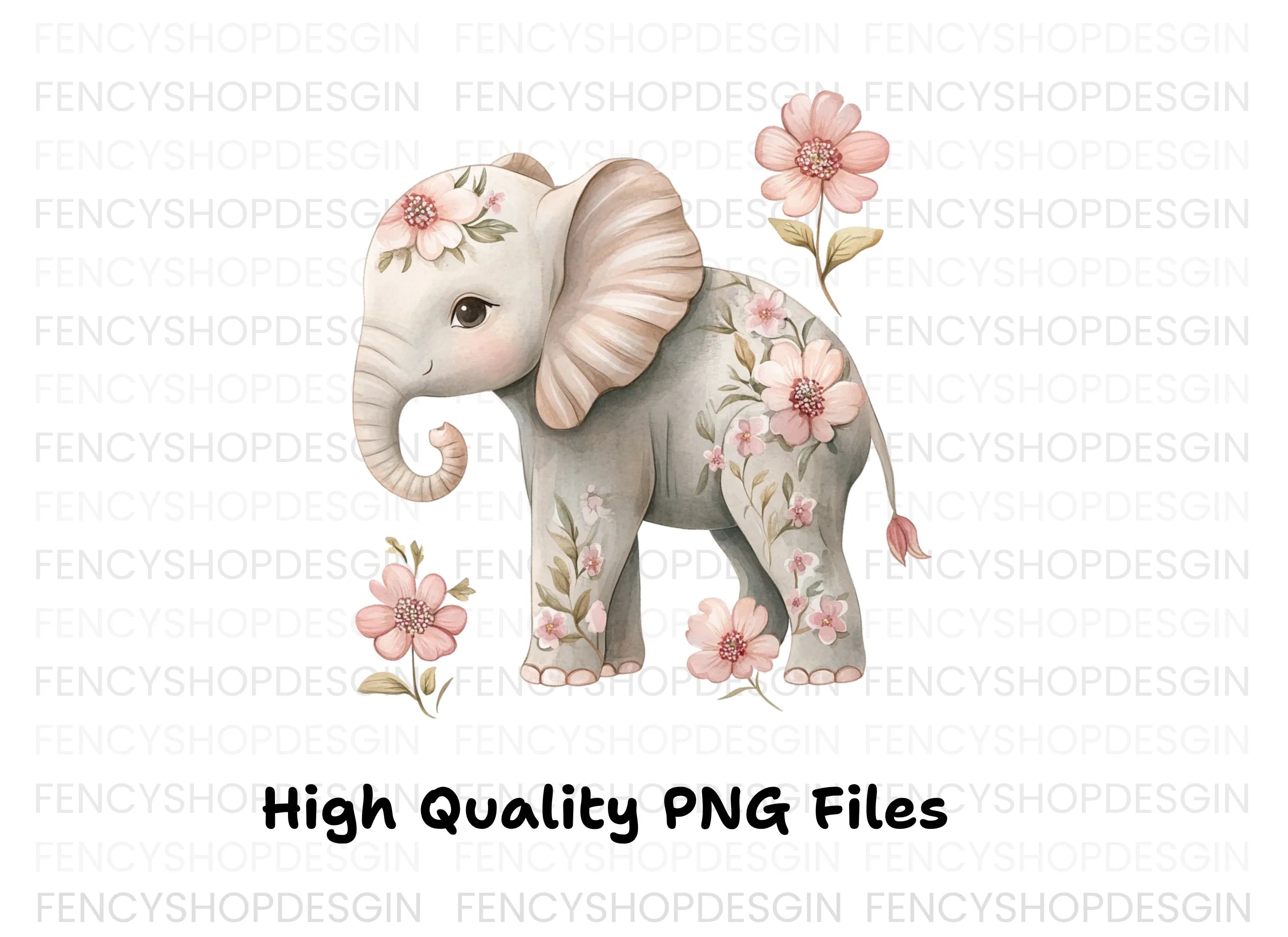 Floral Elephant Clipart Bundle