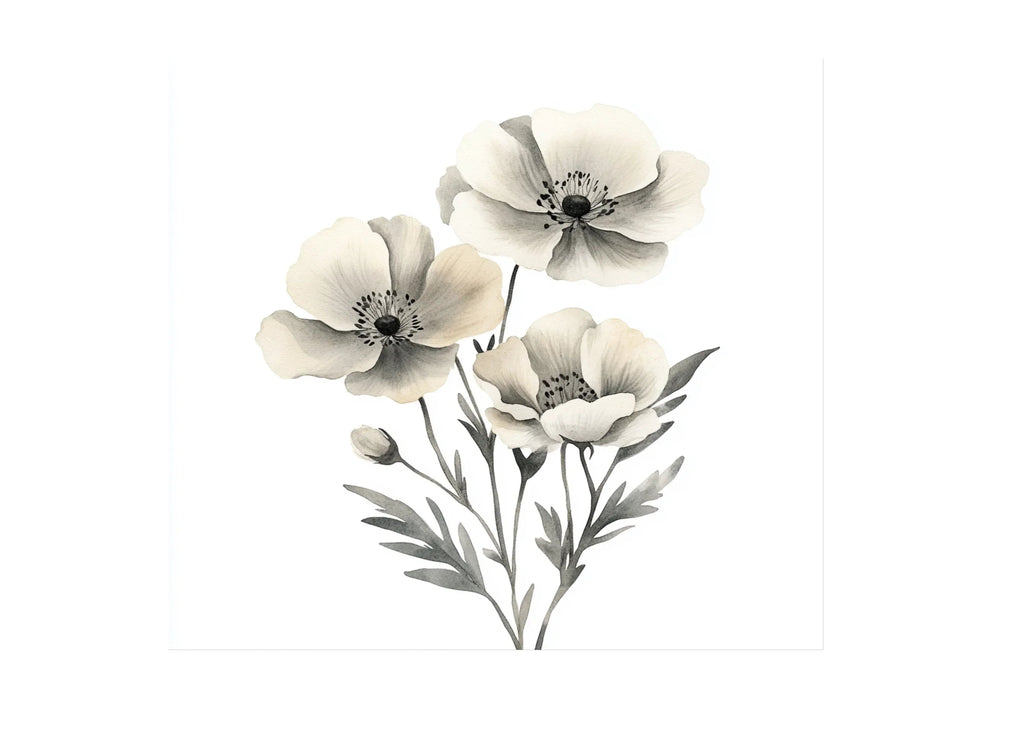 Soft Neutral Floral Clipart Bundle