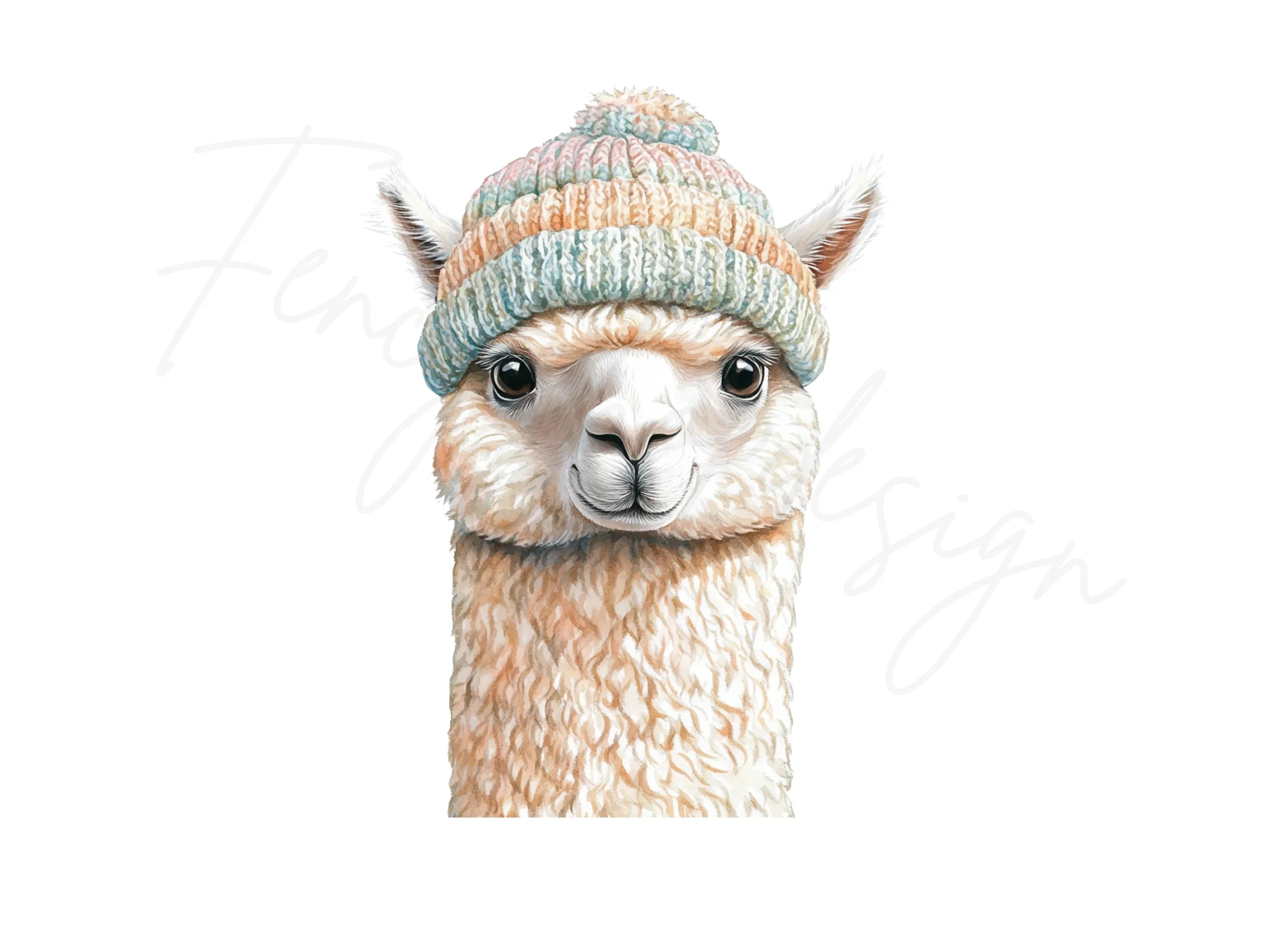 Cute Alpaca Winter Hat Clipart Bundle