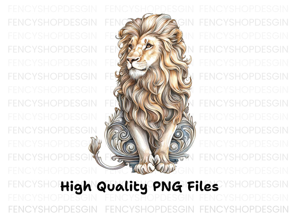 Majestic Lion with Ornate Base Clipart Bundle