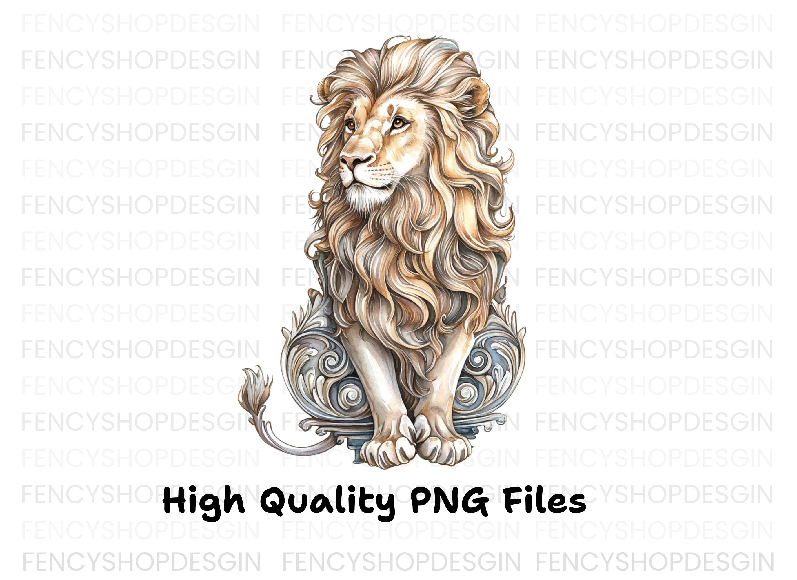 Majestic Lion with Ornate Base Clipart Bundle