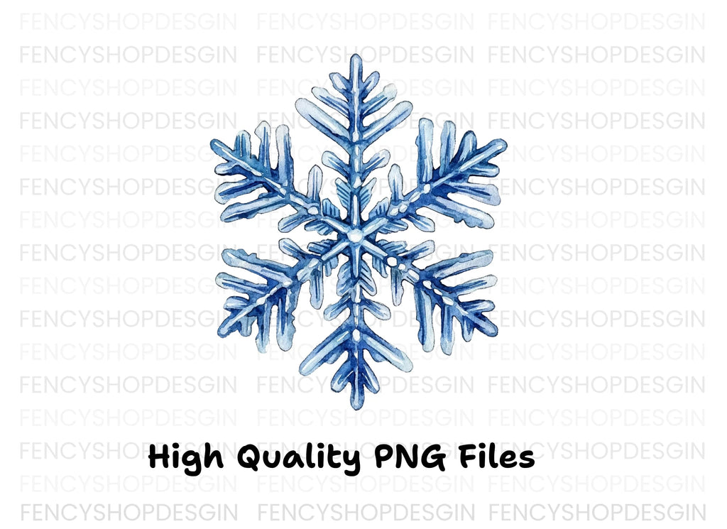 Deep Blue Snowflake Clipart Bundle