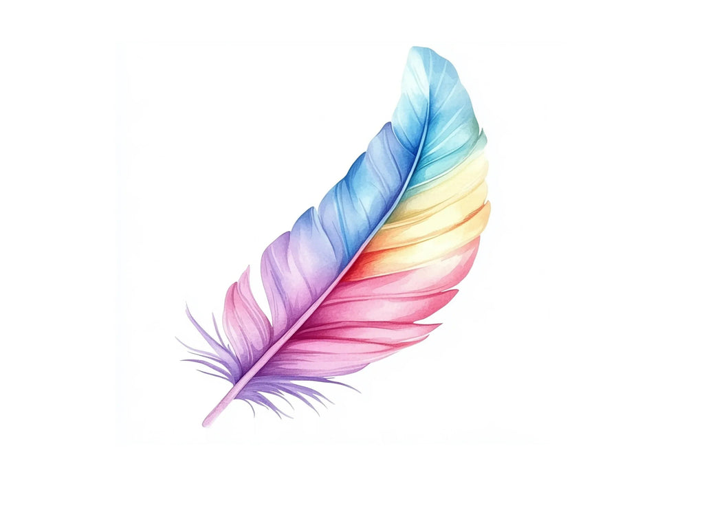 Vibrant Rainbow Feathers Clipart Bundle
