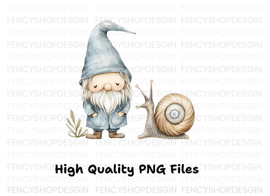 Cute Gnomes and Snails Clipart Bundle