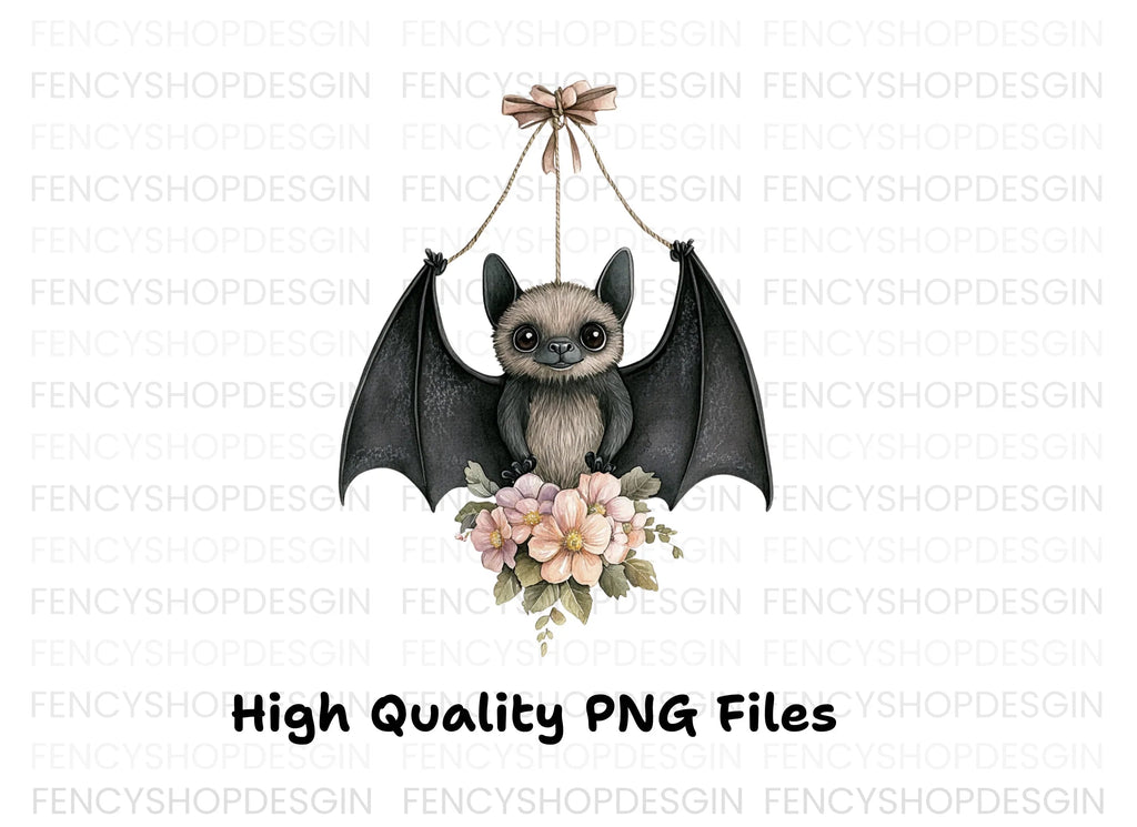 Sweet Baby Bat Floral Arrangement Clipart Bundle