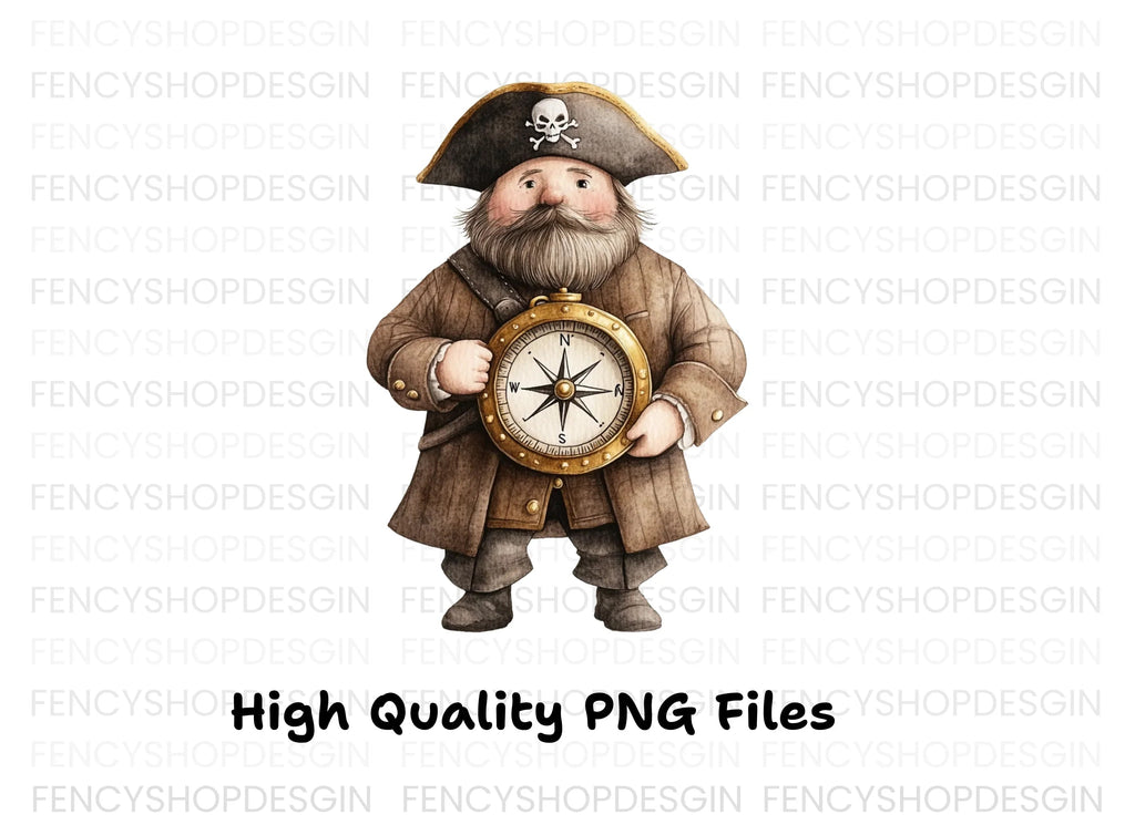 Bearded Pirates with Compasses Clipart Bundle