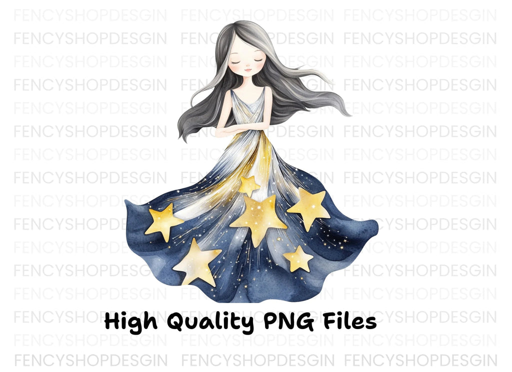 Starry Night Fairies Clipart Bundle