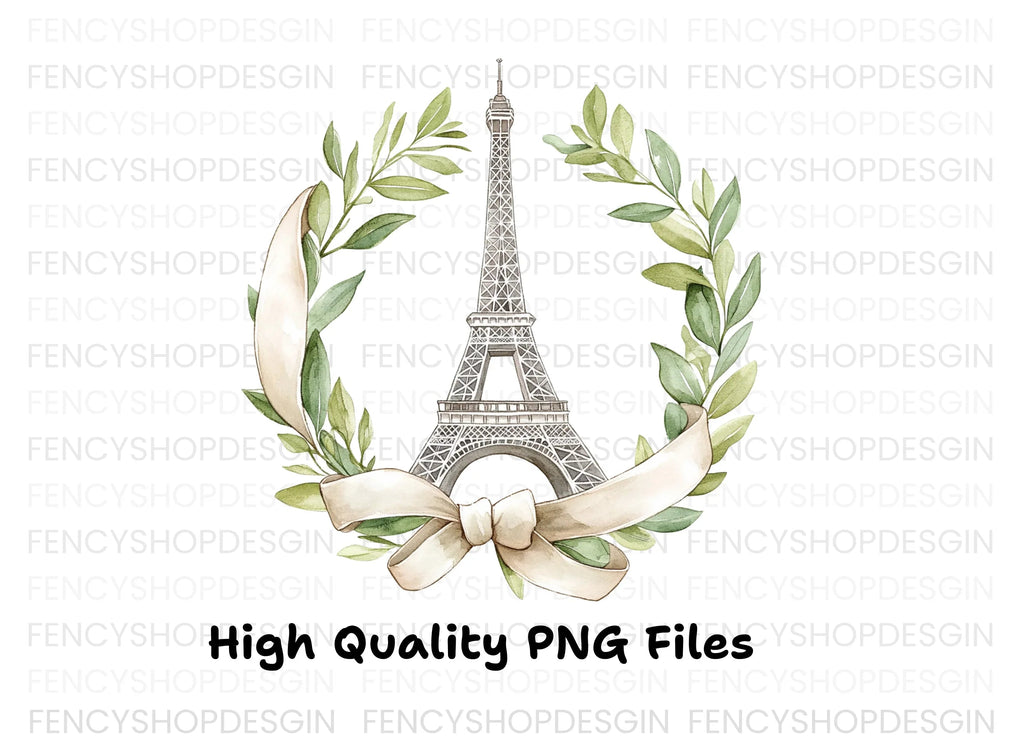 Eiffel Tower Wreath Clipart Bundle