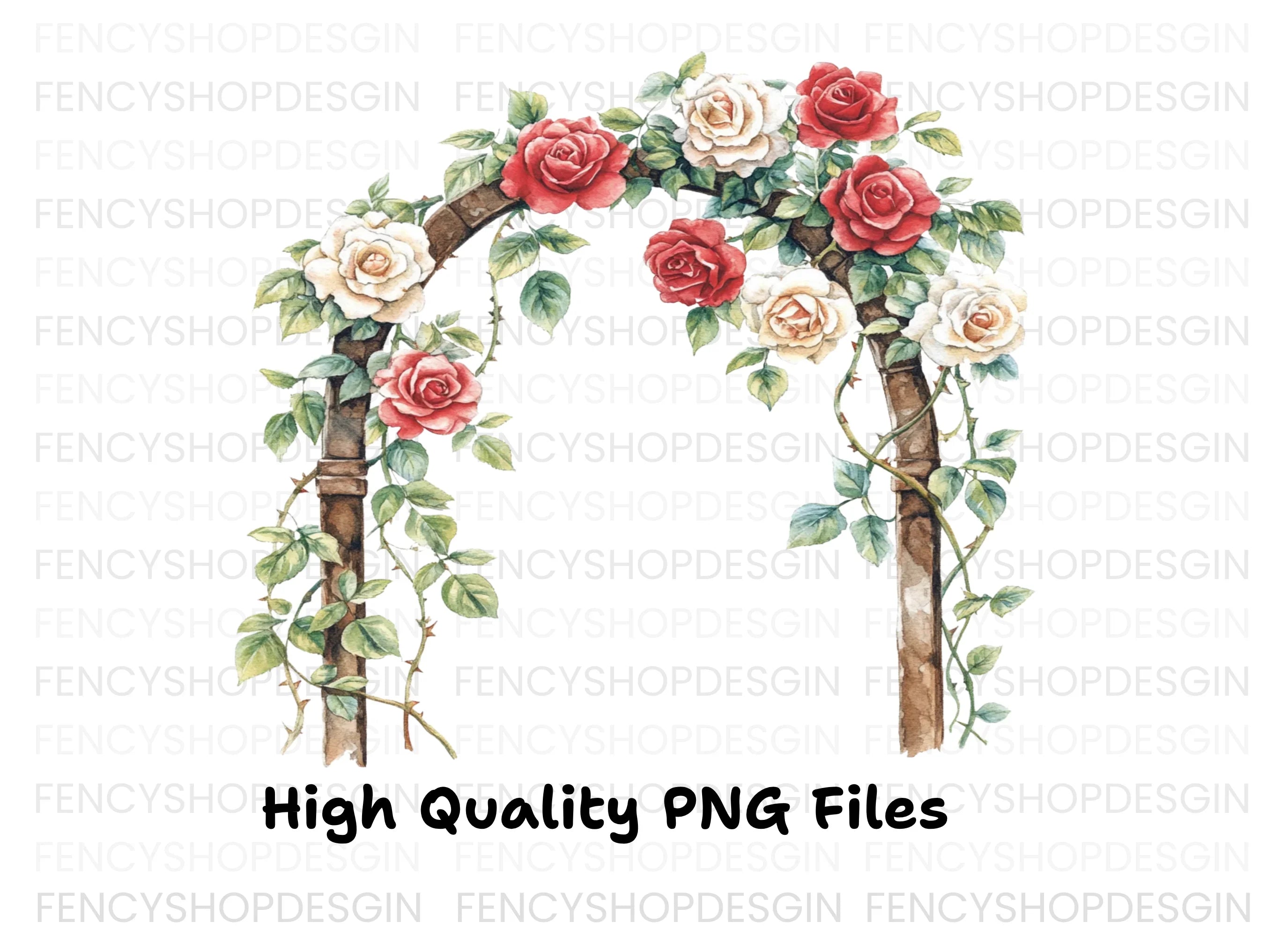 Elegant Rose Archway Clipart Bundle