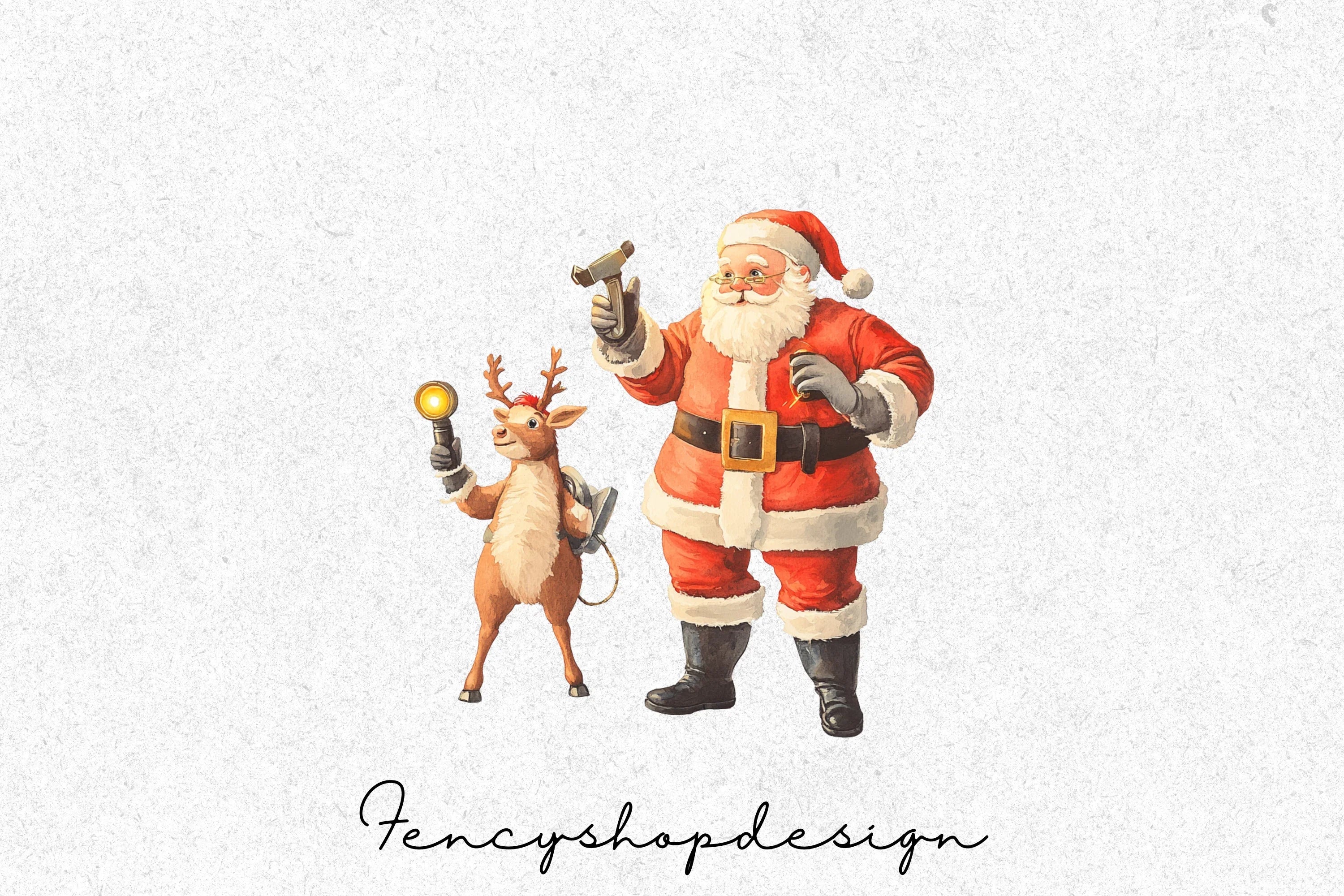 Santa Sleigh Tune-Up Clipart Bundle