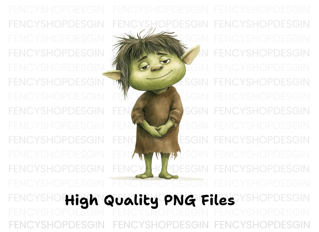 Cute Green Goblin Character Clipart Bundle