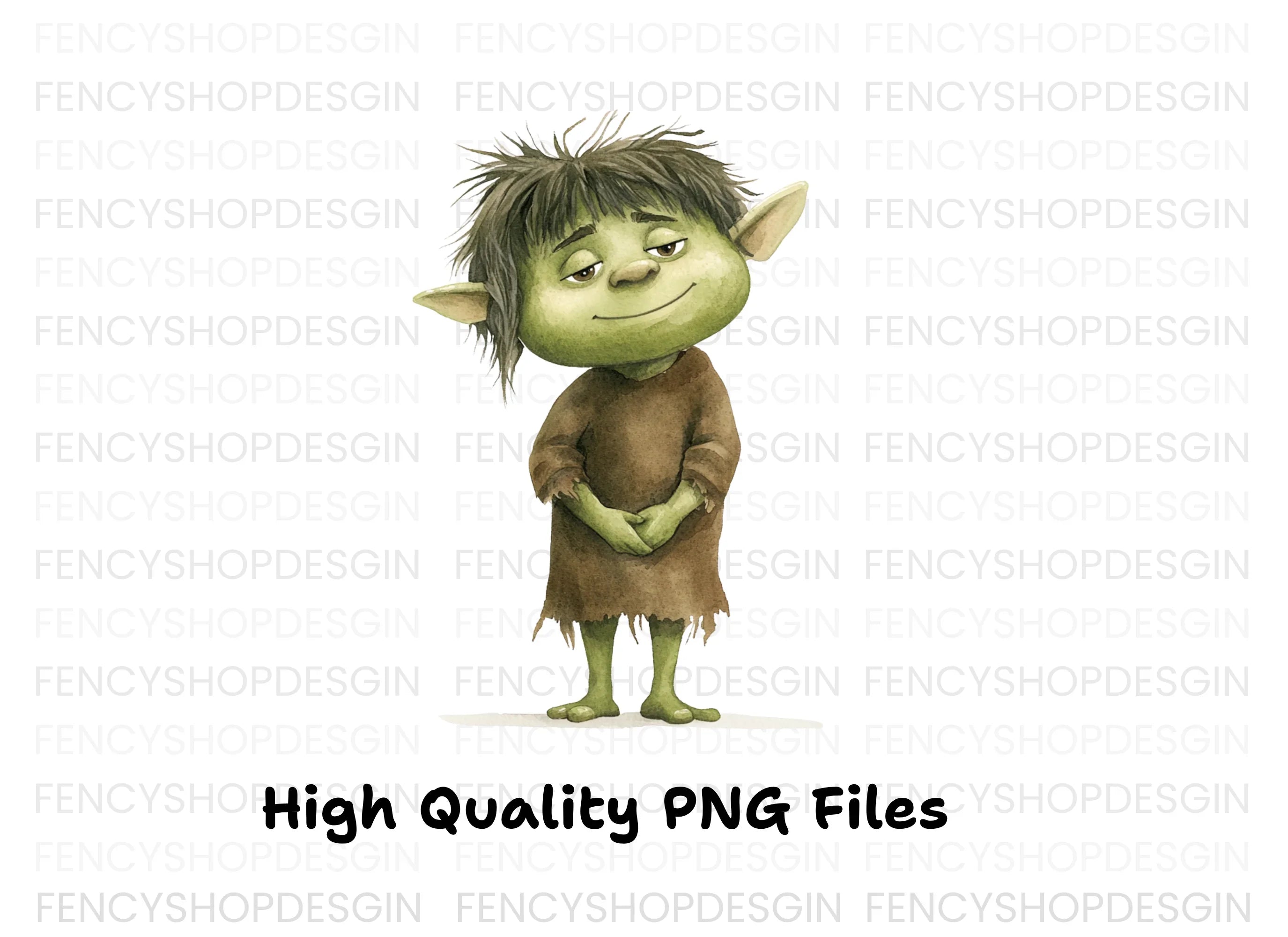 Cute Green Goblin Character Clipart Bundle