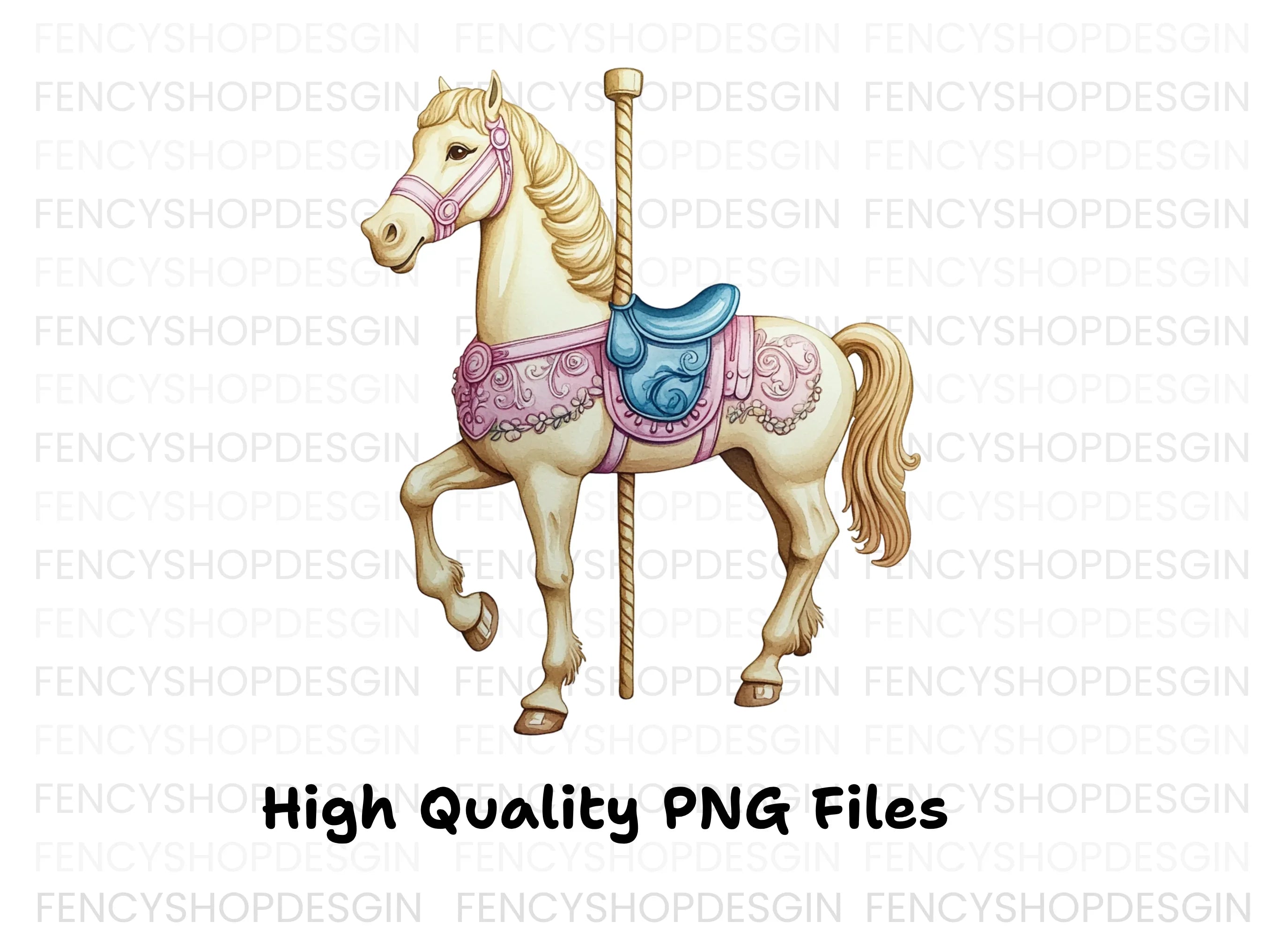 Elegant Carousel Horses Clipart Bundle