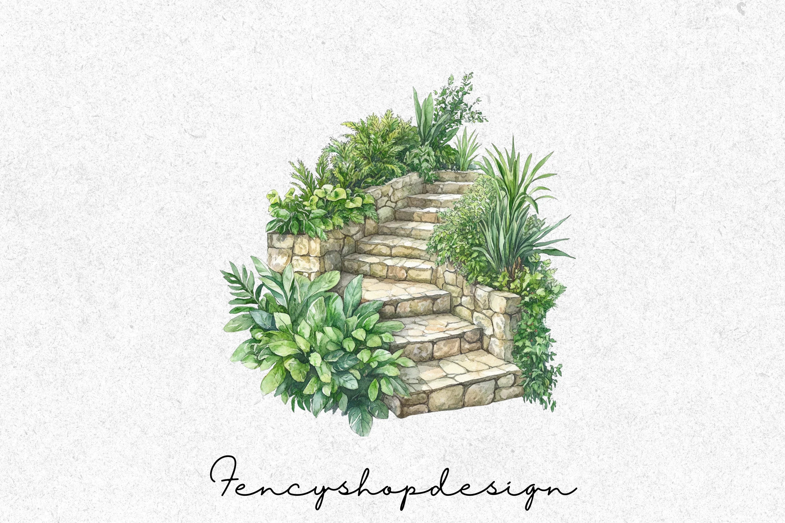 Garden Stairs Steps Clipart Bundle