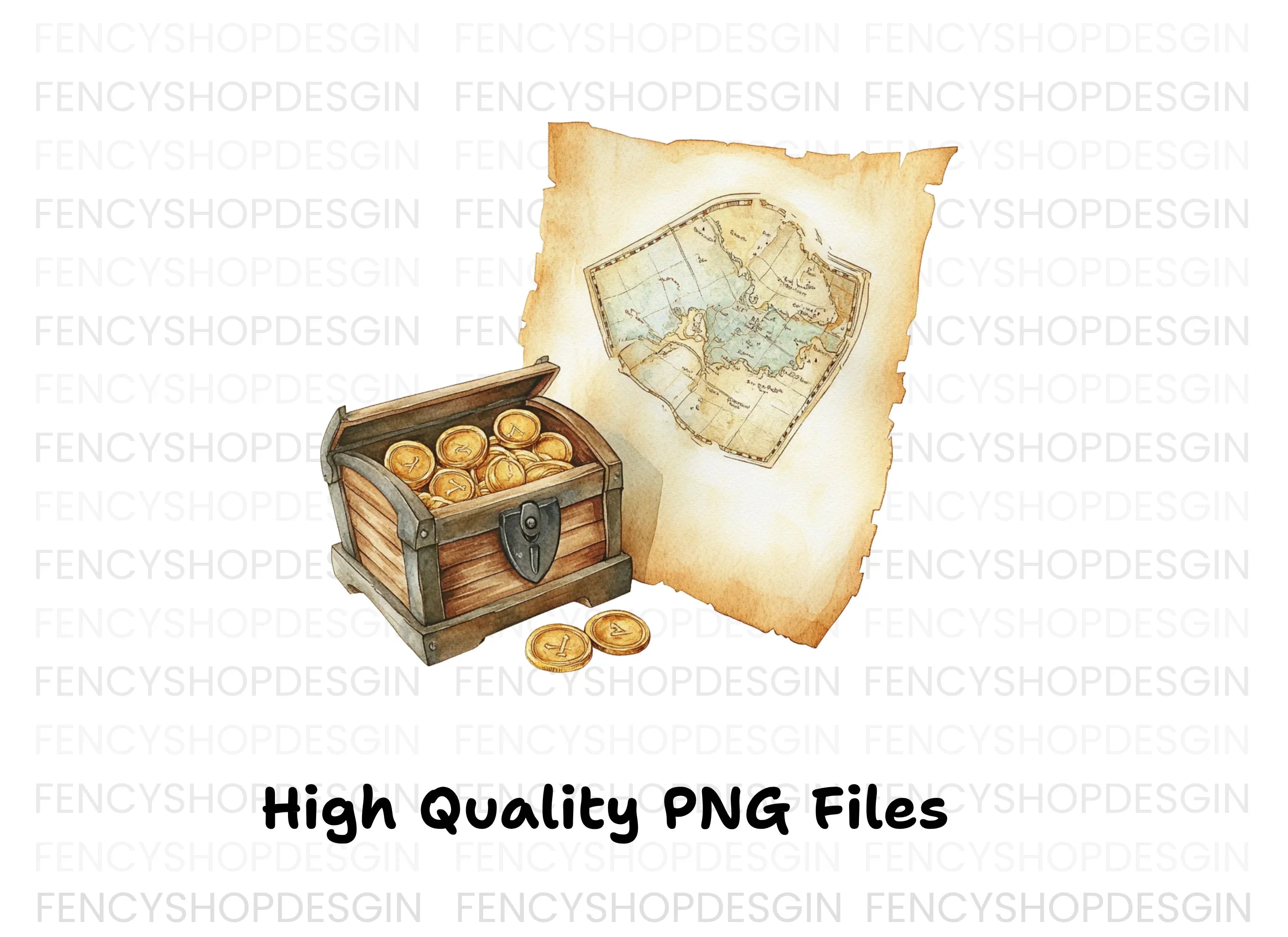 Treasure Map and Chest Clipart Bundle