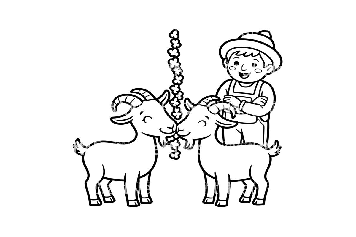 Farmer and Goats Fun Coloring Books