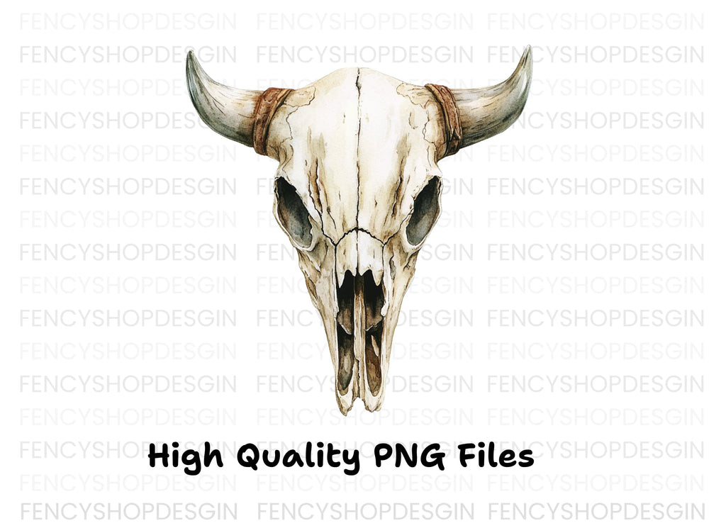 Boho Bull Skull Clipart Bundle