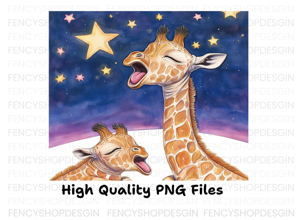 Baby Giraffes Stargazing Clipart Bundle