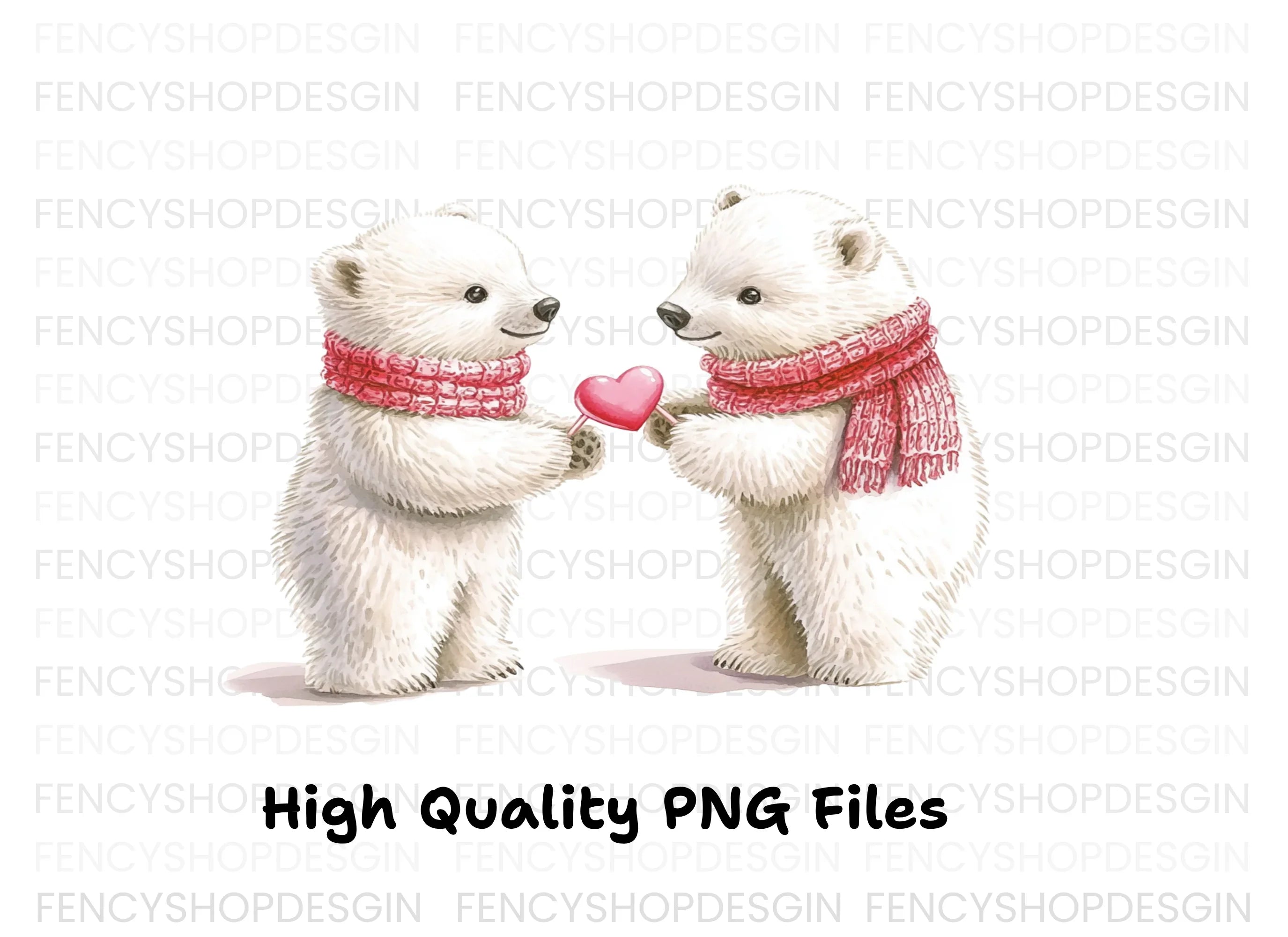 Cute Polar Bears Valentine Clipart Bundle