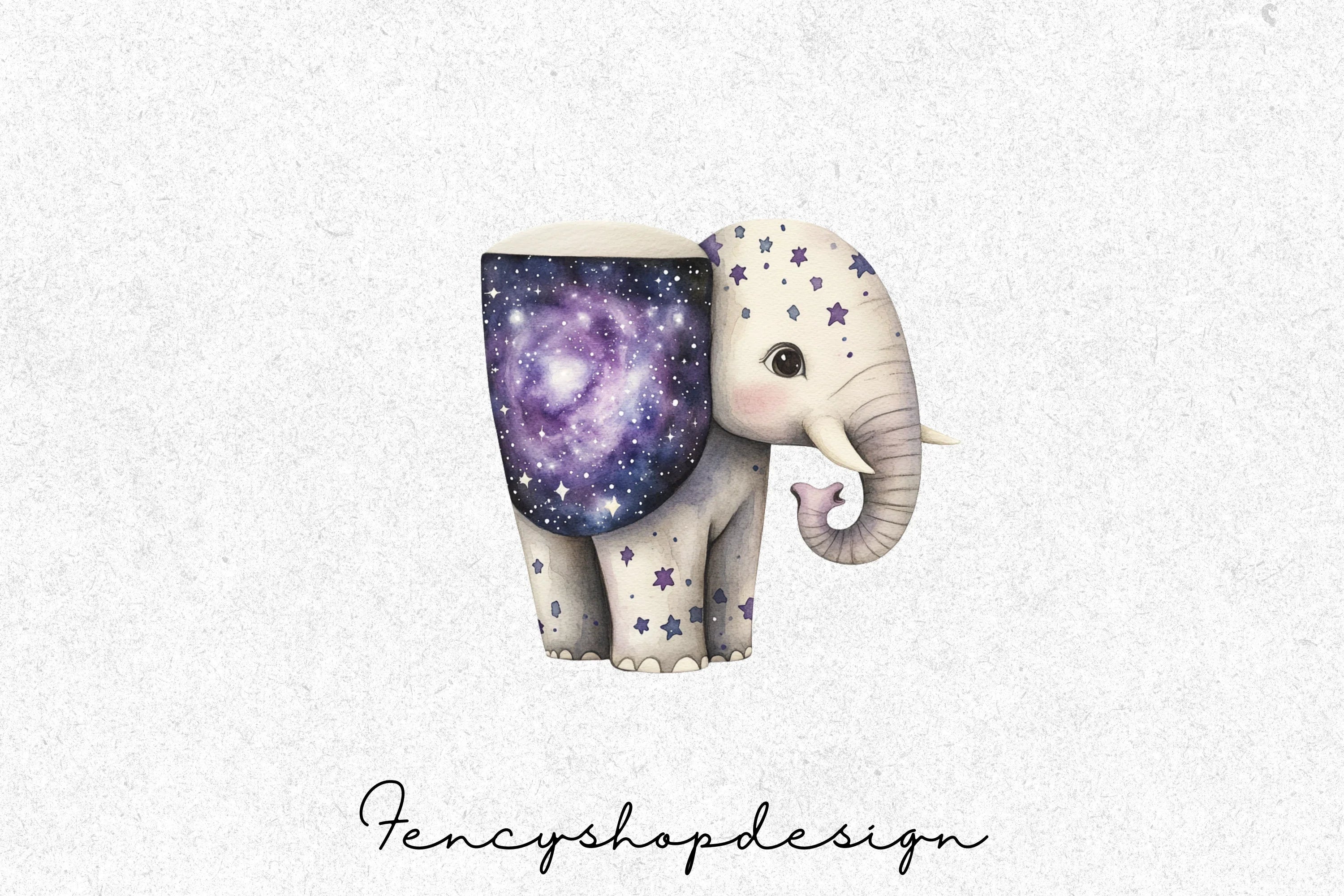 Blue Starry Elephant Jar Clipart Bundle