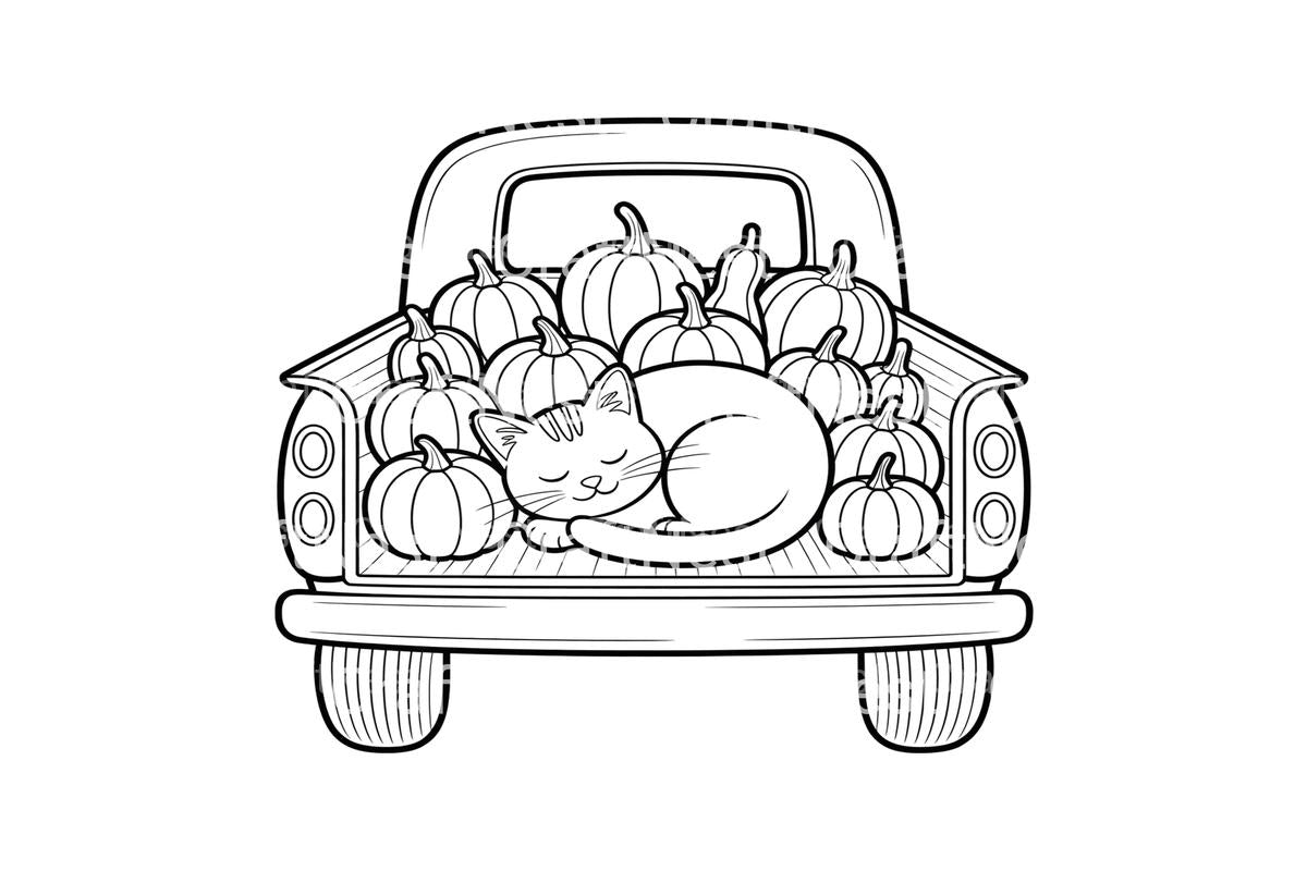 Vintage Truck Autumn Scene Coloring Books