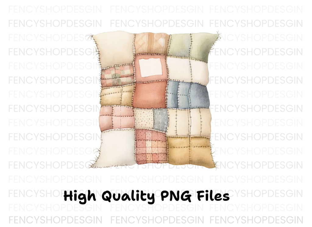 Patchwork Quilt Pillow Clipart Bundle