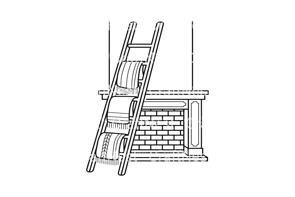 Autumn Fireplace with Blanket Ladder Coloring Books
