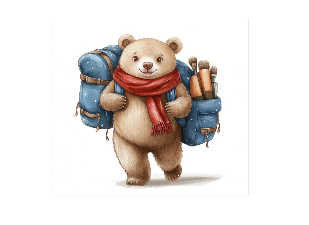 Cute Bear Backpacking Clipart Bundle