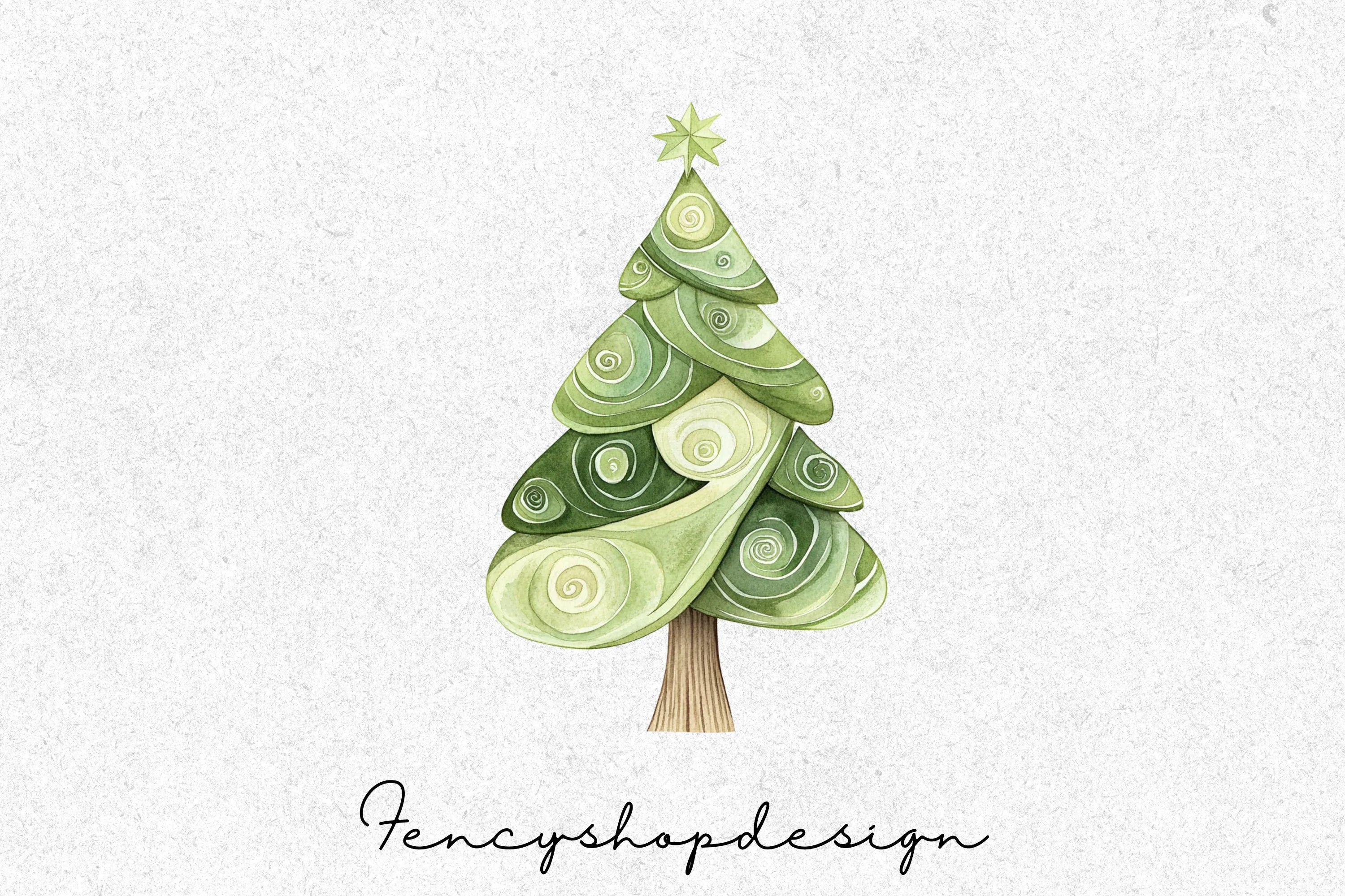 Whimsical Christmas Trees Clipart Bundle