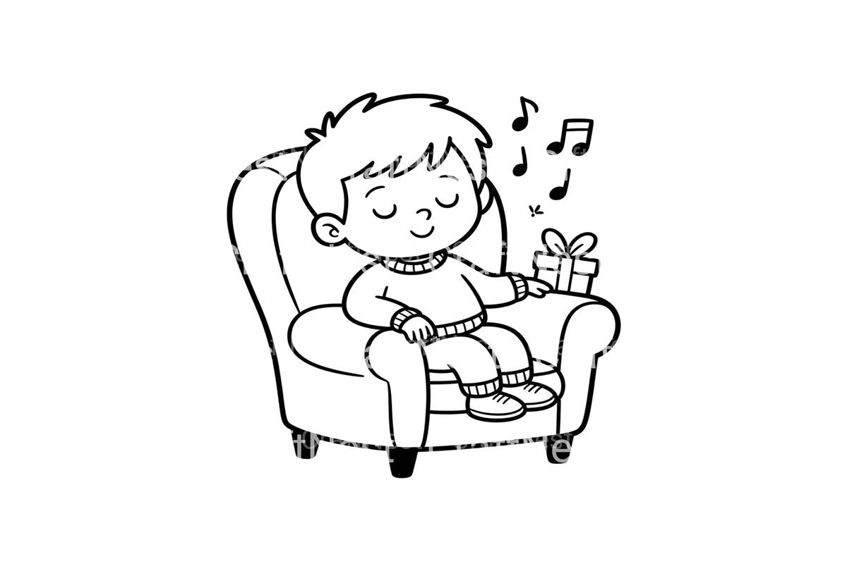 Christmas Kids in Armchairs Coloring Books