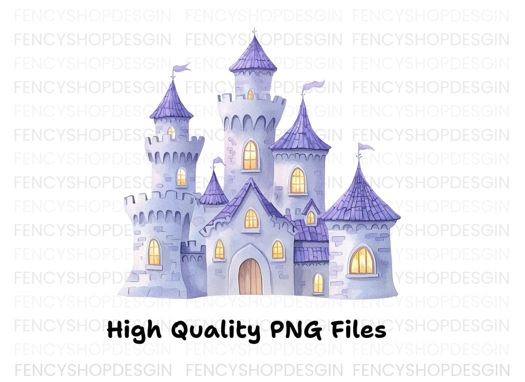 Enchanted Purple Castle Clipart Bundle