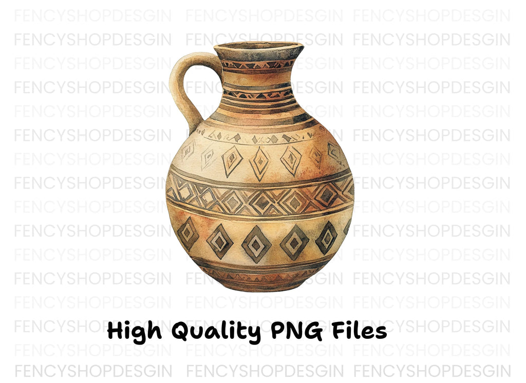 Tribal Patterned Earthenware Jug Clipart Bundle