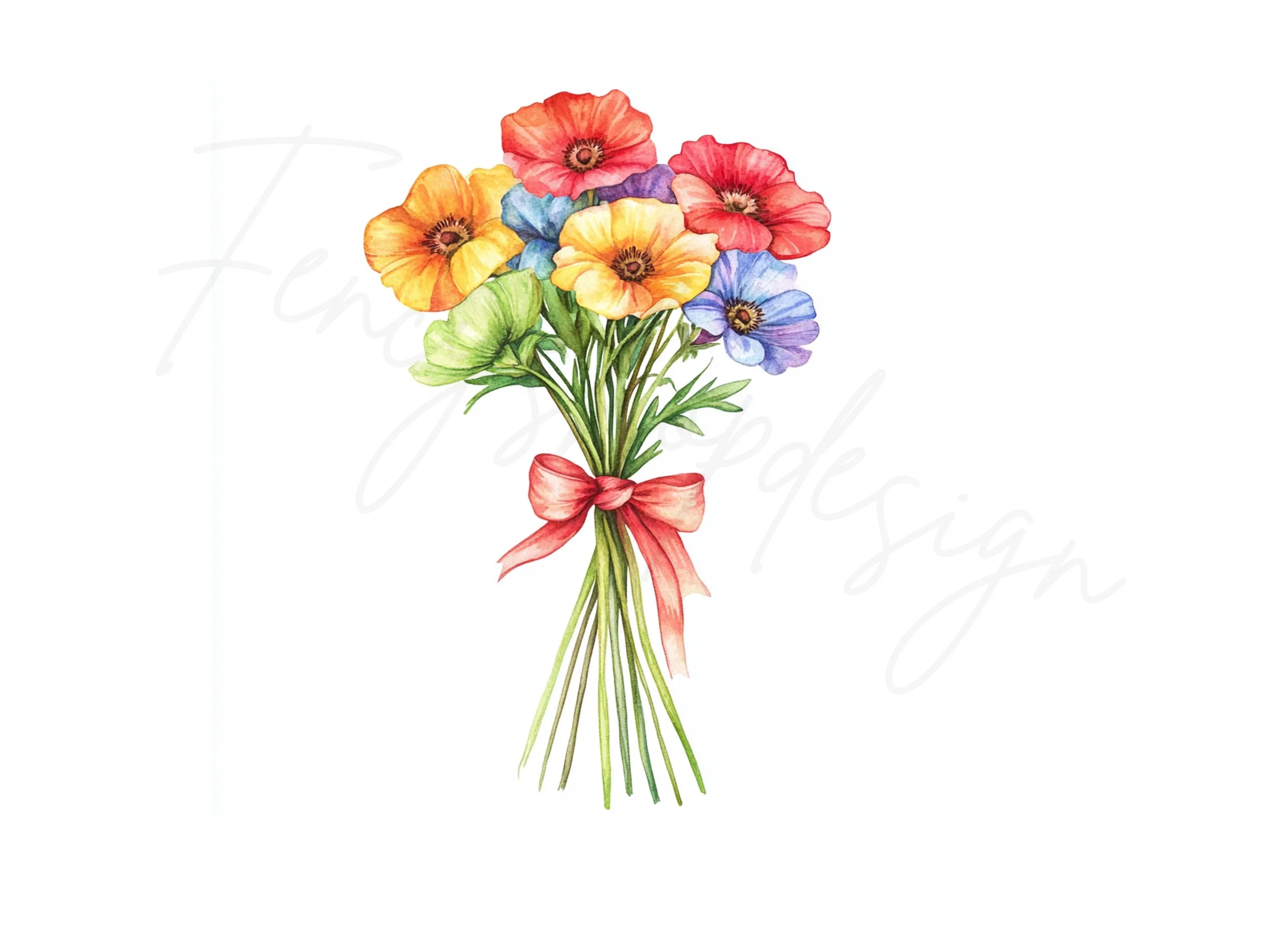 Vibrant Flower Bouquets Clipart Bundle
