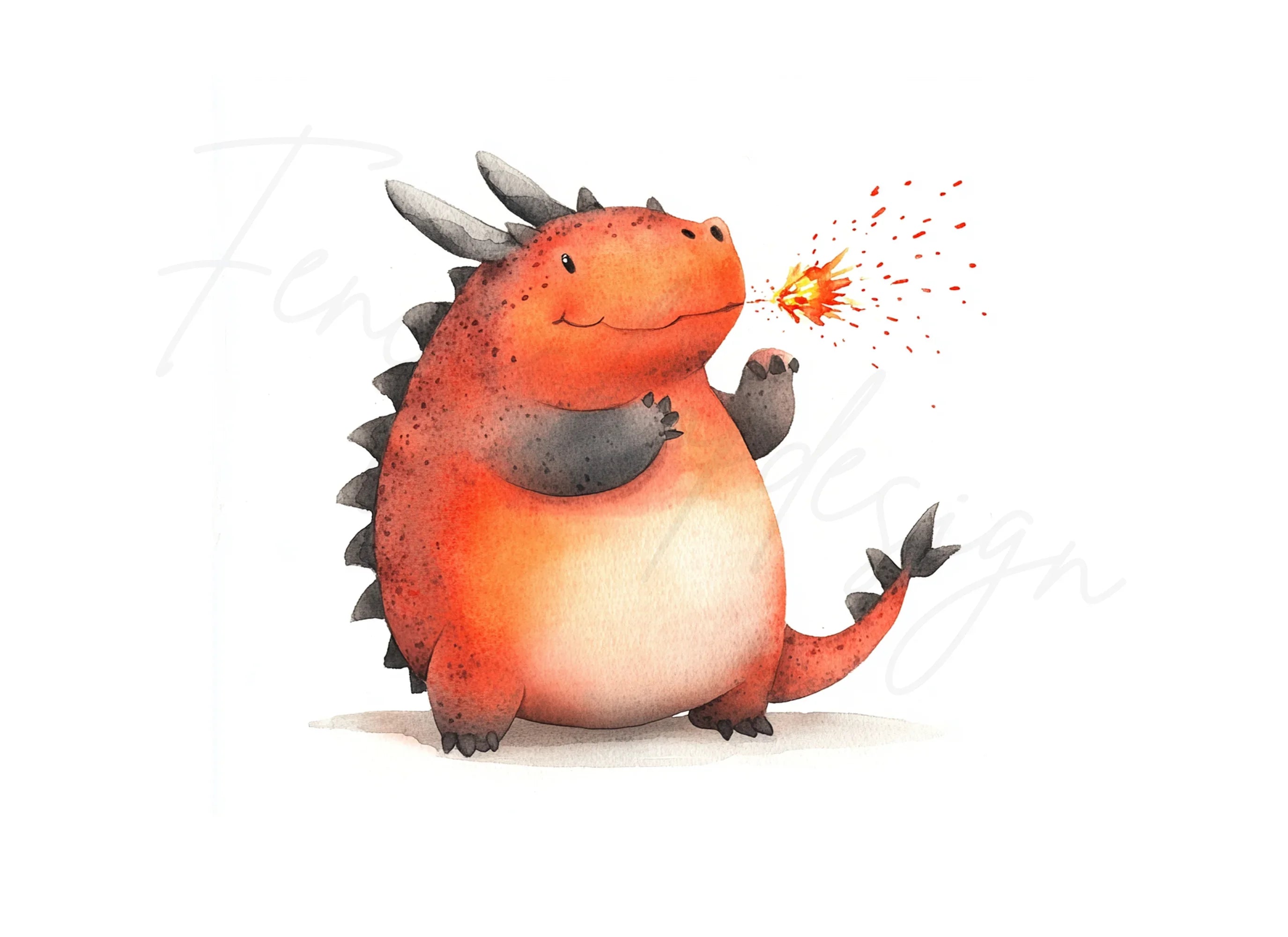 Cute Red Dragon Clipart Bundle