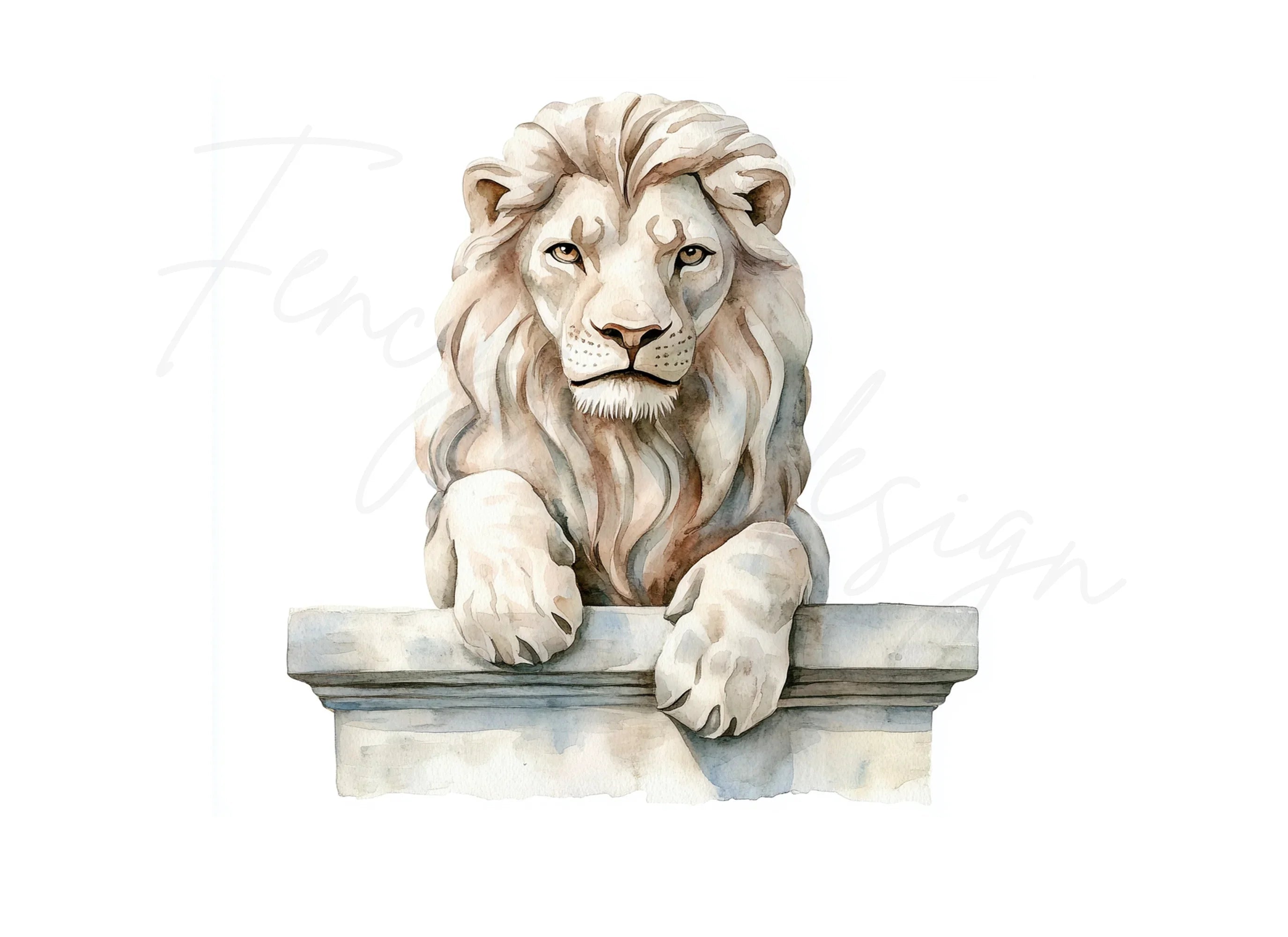 Lion Head and Torso Statue Clipart Bundle