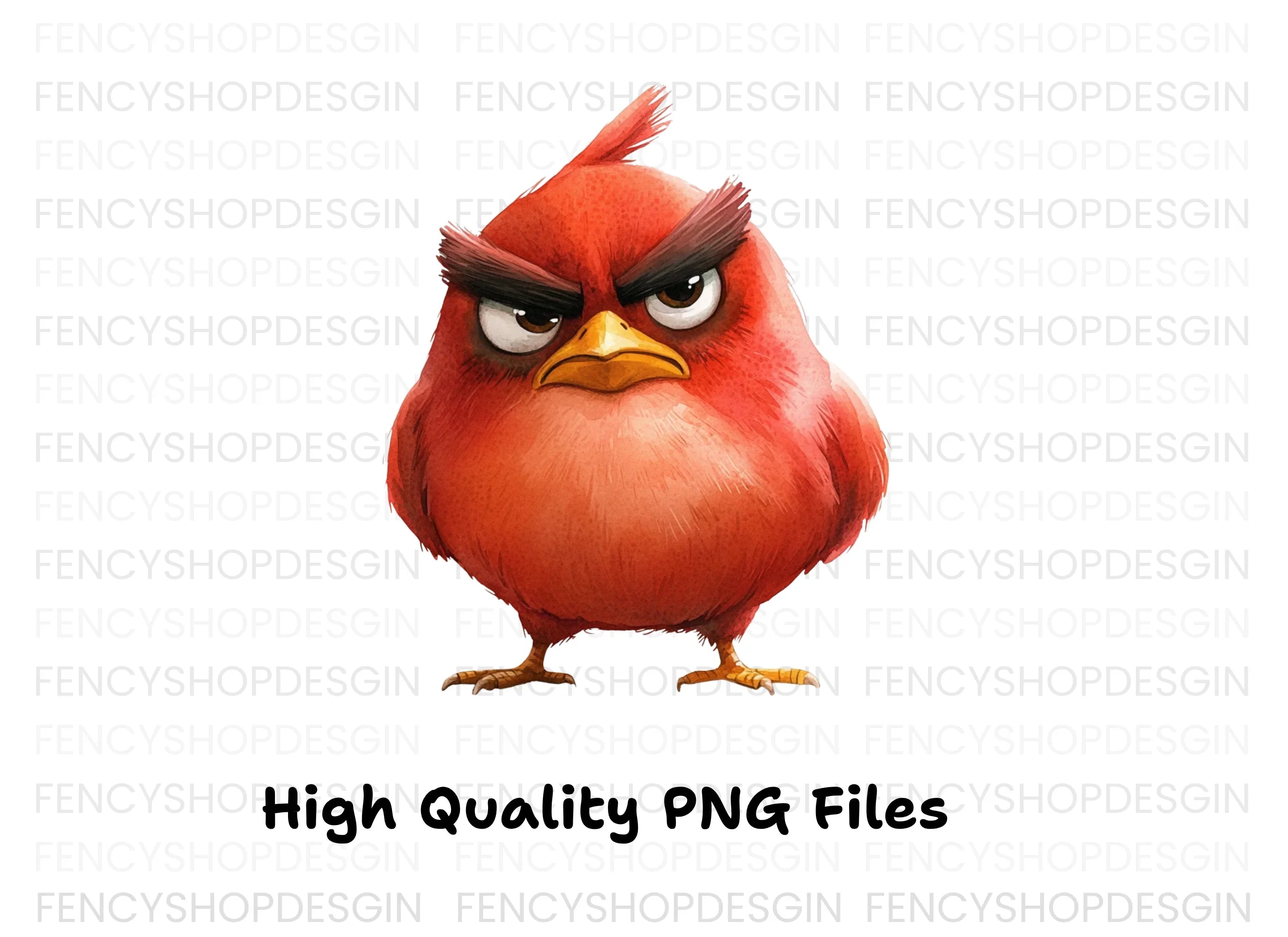 Furious Red Bird Cartoon Clipart Bundle