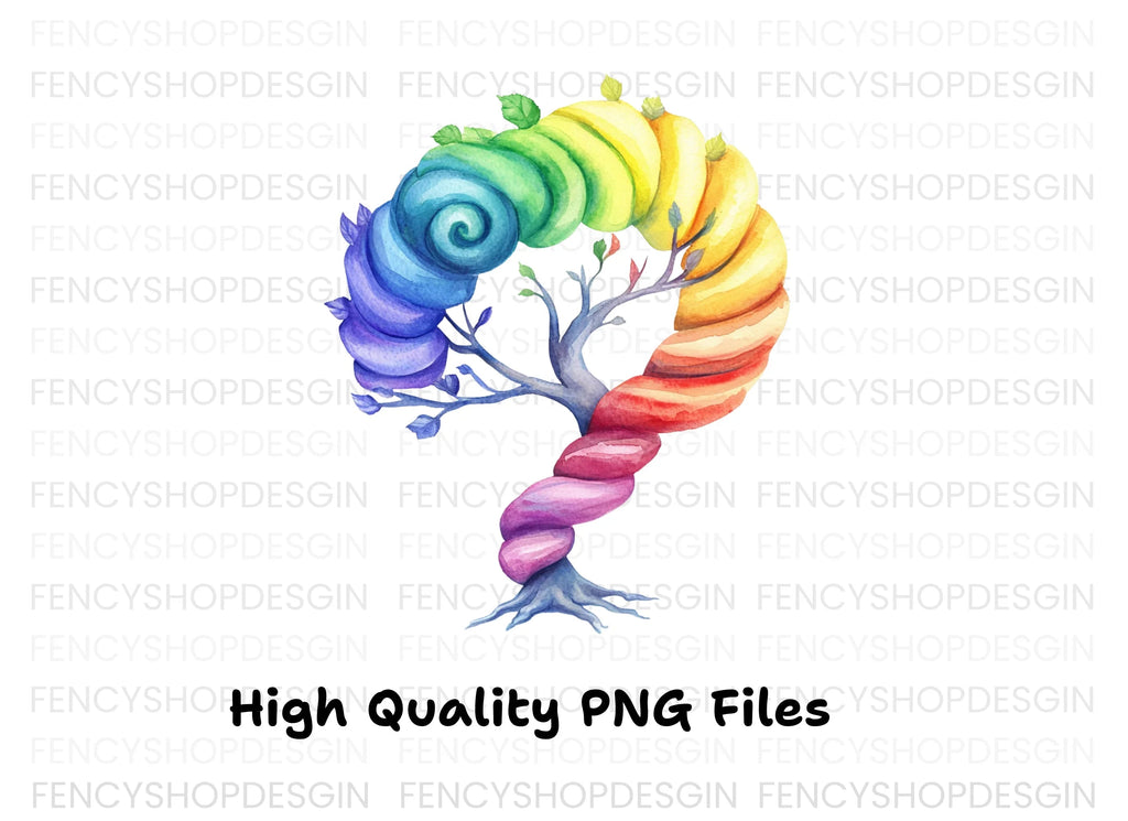 Rainbow Tree Question Mark Clipart Bundle