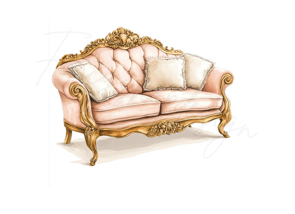 Luxury Vintage Sofas Clipart Bundle