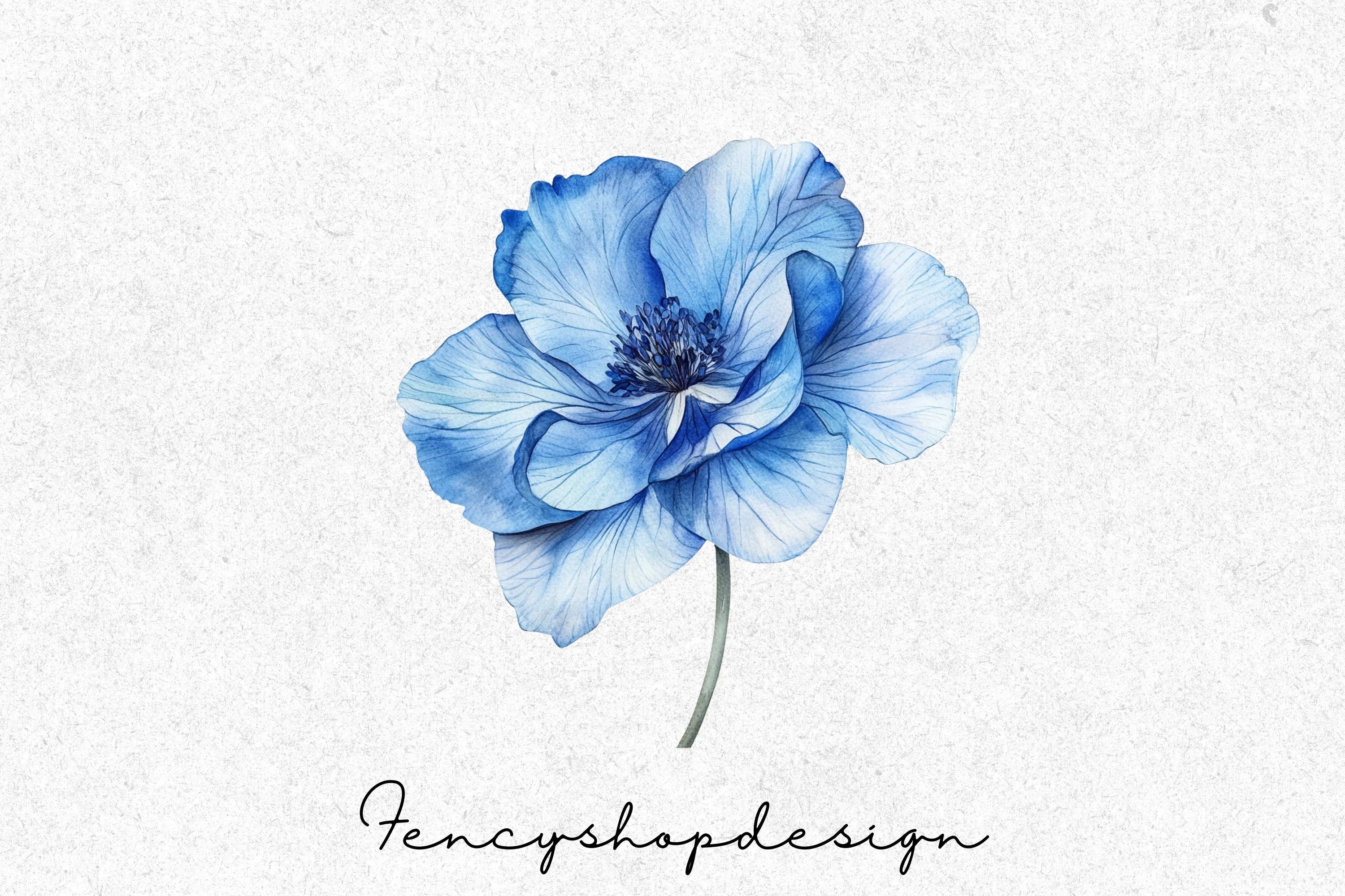 Elegant Blue Floral Clipart Bundle