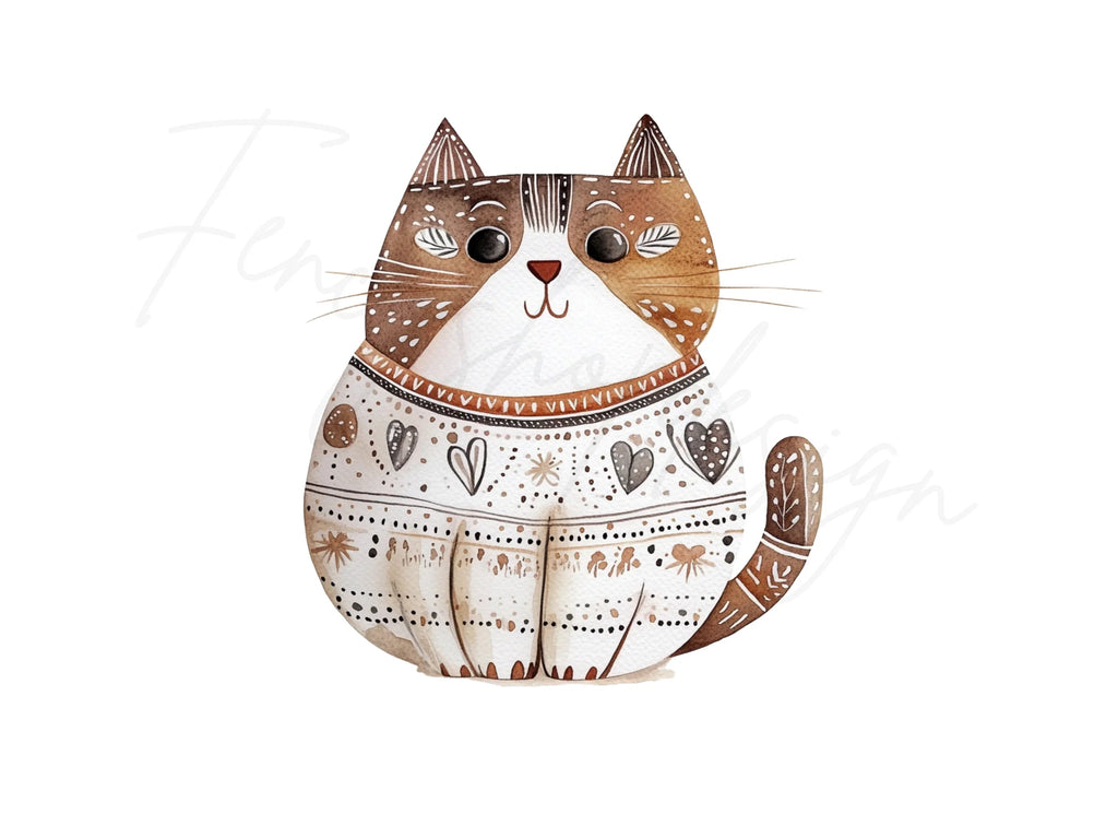 Cute Brown Cat Clipart Bundle