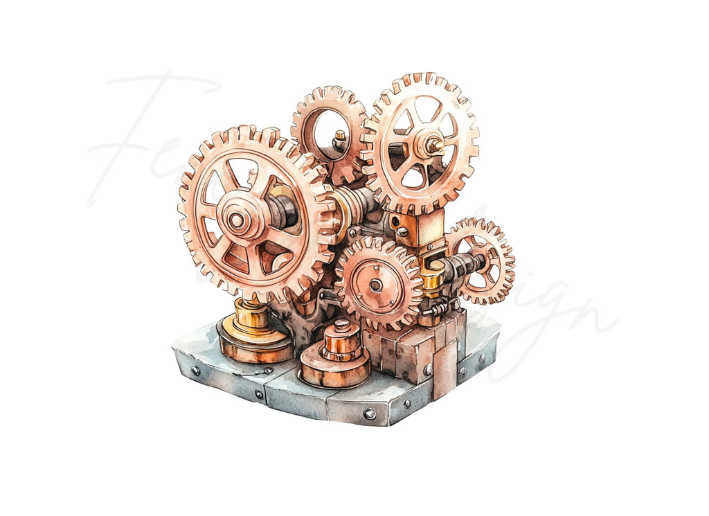 Steampunk Gears Machine Clipart Bundle