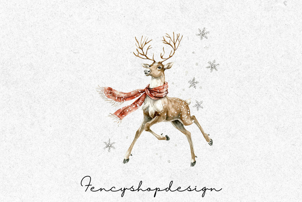 Meditating Reindeer Winter Clipart Bundle