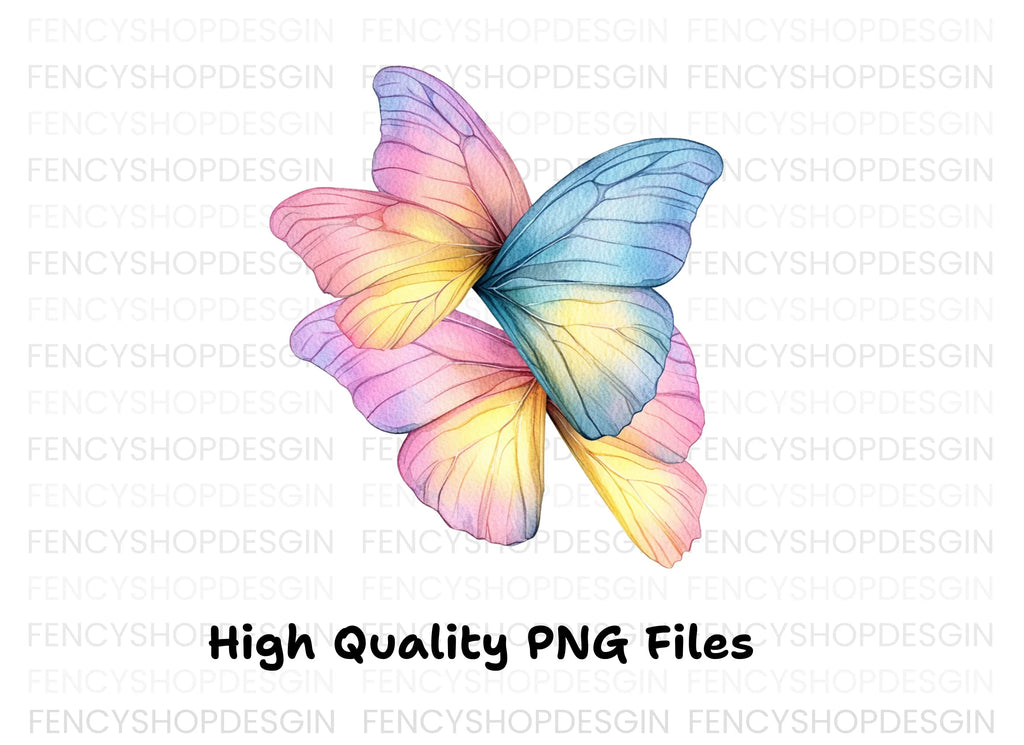 Pastel Butterfly Wings Clipart Bundle