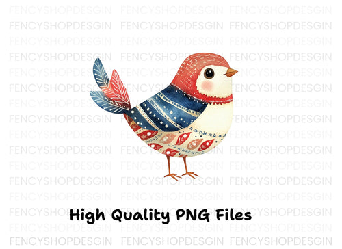 Adorable Folk Birds Clipart Bundle