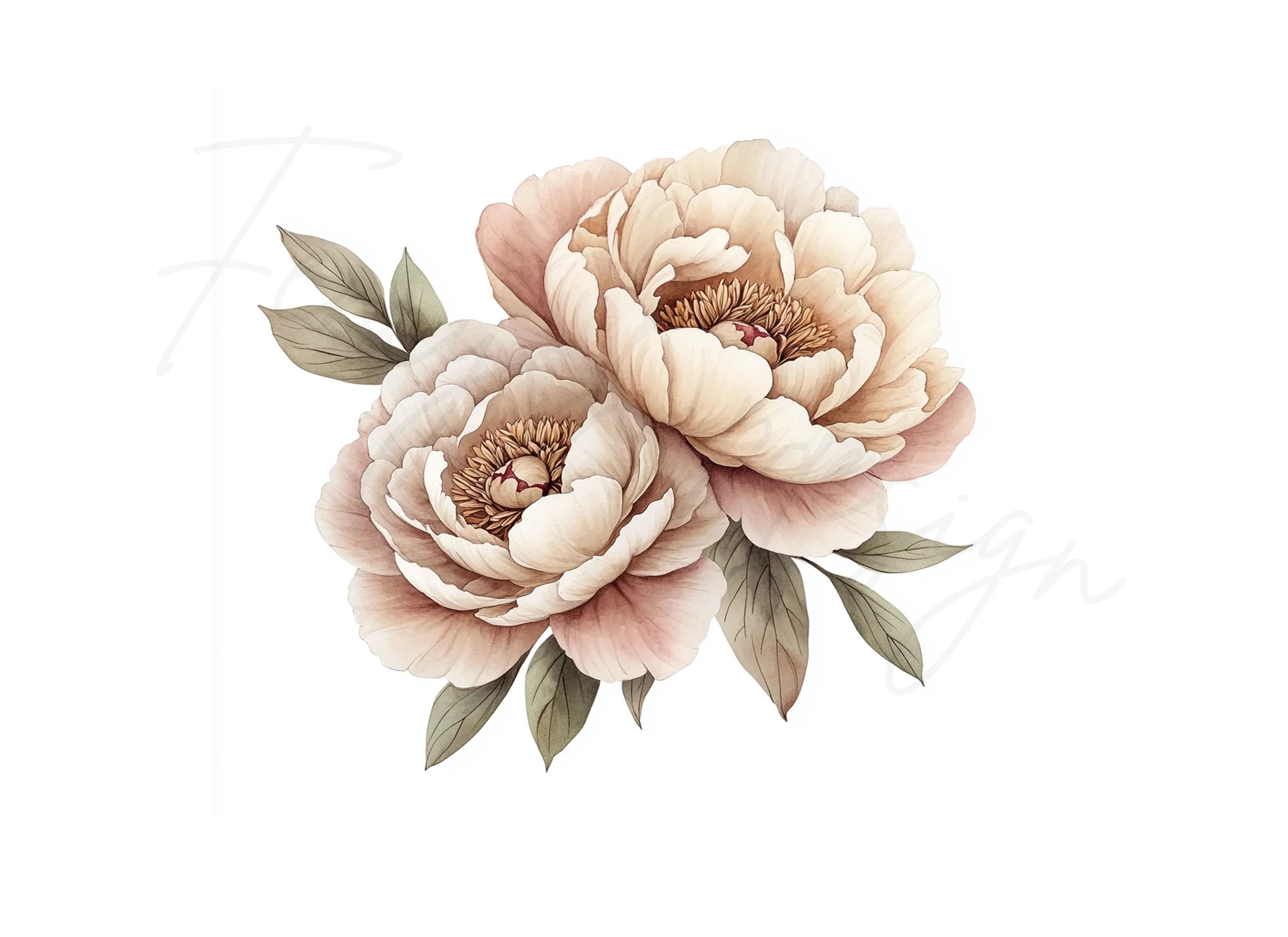 Elegant Peony Flower Clipart Bundle