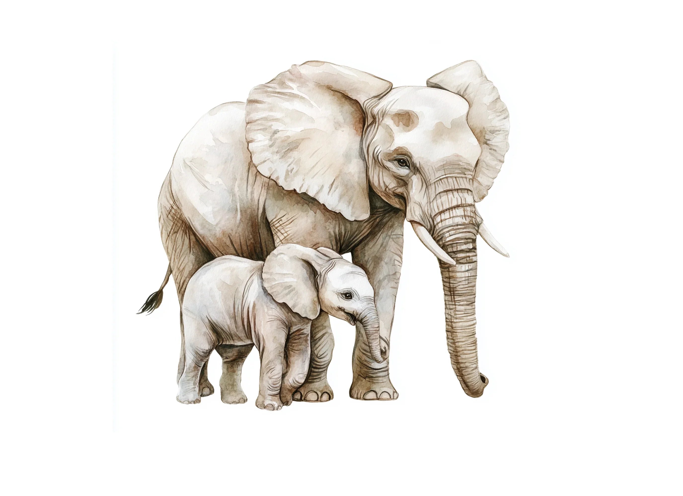 Elephant Mother and Baby Clipart Bundle