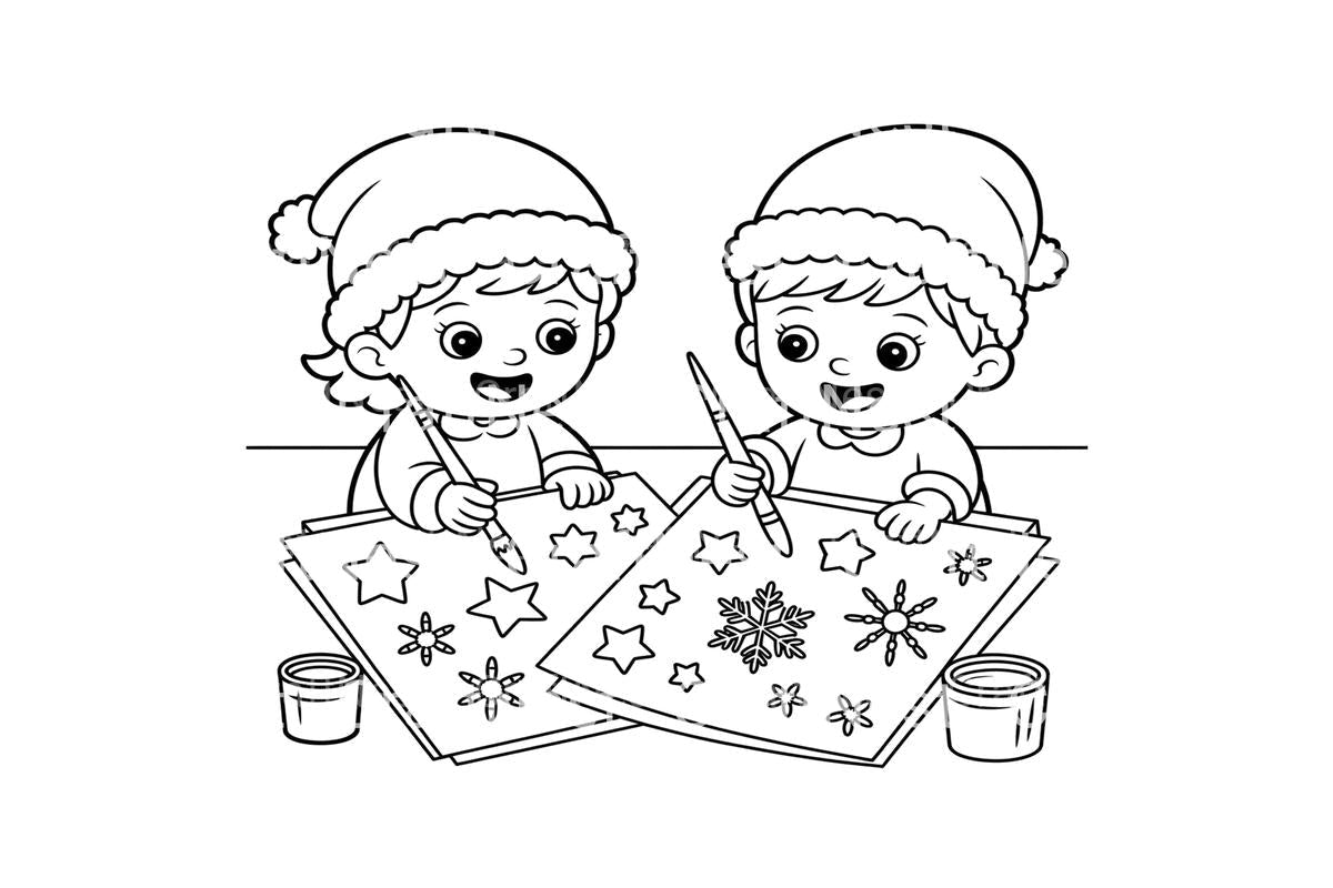 Kids Painting Christmas Decorations Coloring Books