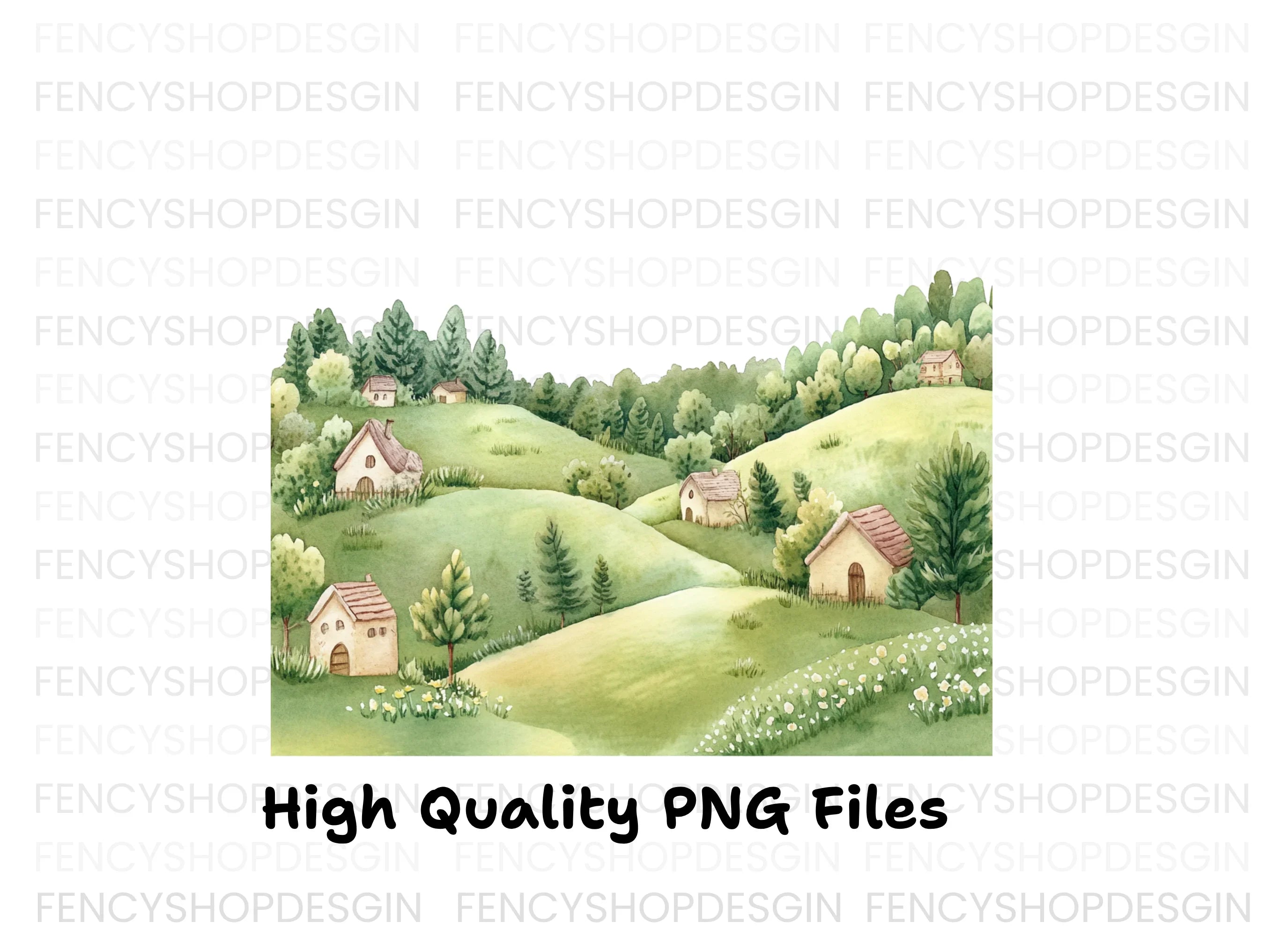 Hillside Village Clipart Bundle