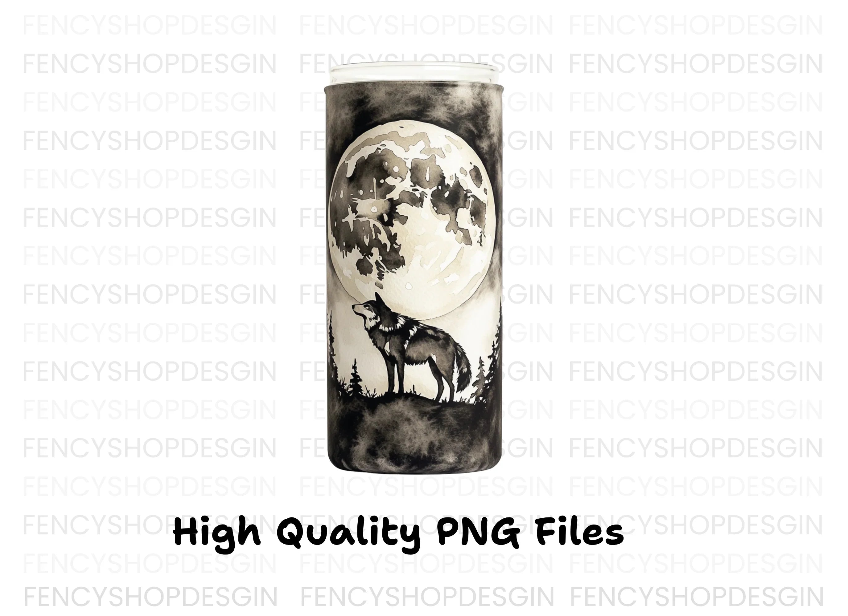 Moon Wolf Tumbler Clipart Bundle