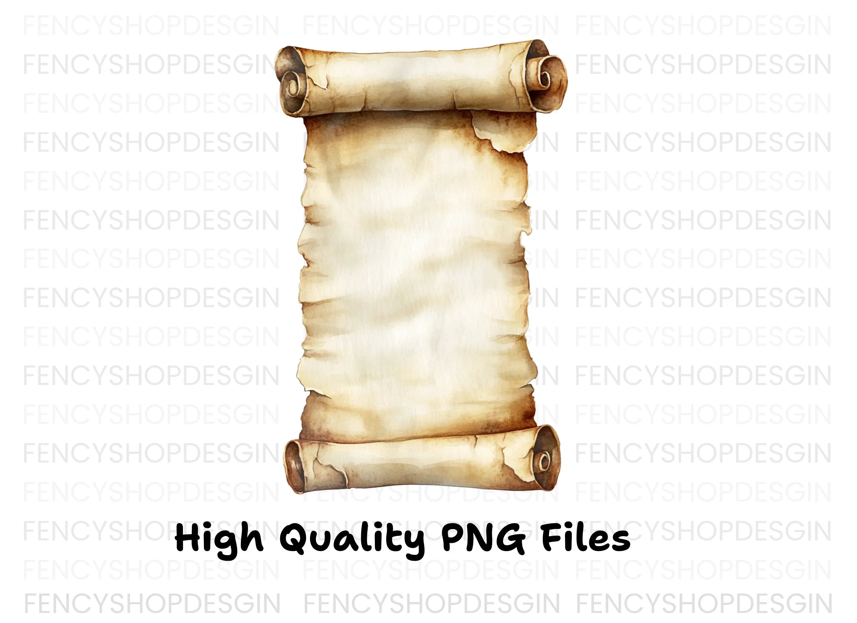 Aged Scroll Unfurled Parchment Clipart Bundle